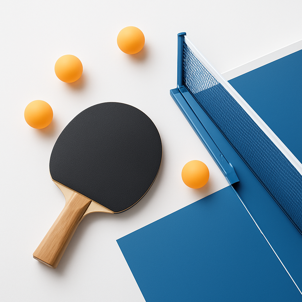 Equipamiento de tenis de mesa: paleta, pelotas y mesa